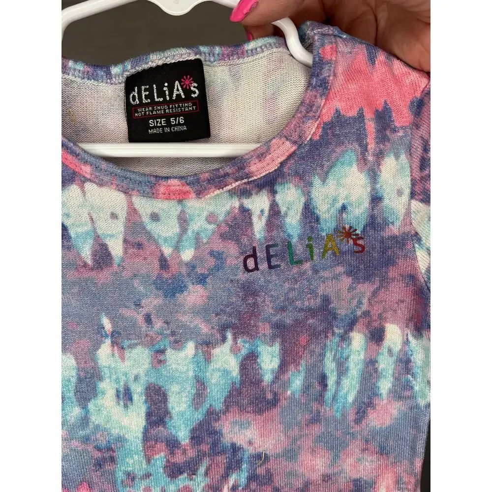 dELiA*s Girls Y2K Style Colorful Tie-Dye Lounge Pajama Set 2 Piece size 5/6